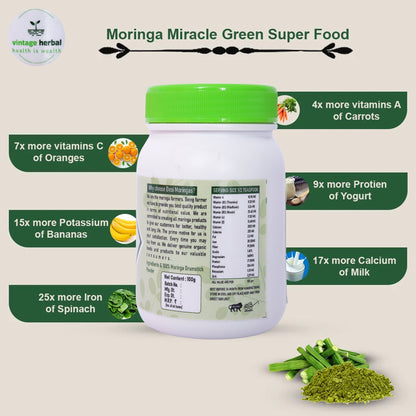 Moringa Drumstick Powder - Nutrient-Rich Miracle Green Superfood BUY 1 GET 1 FREE