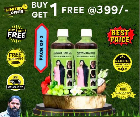 ADIVASI HERBAL HAIR OIL (BUY 1 GET 1 FREE) | (4.9 ⭐⭐⭐⭐⭐ 15,373 REVIEWS)